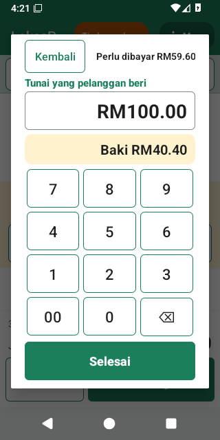 Pad kekunci bayaran dengan baki